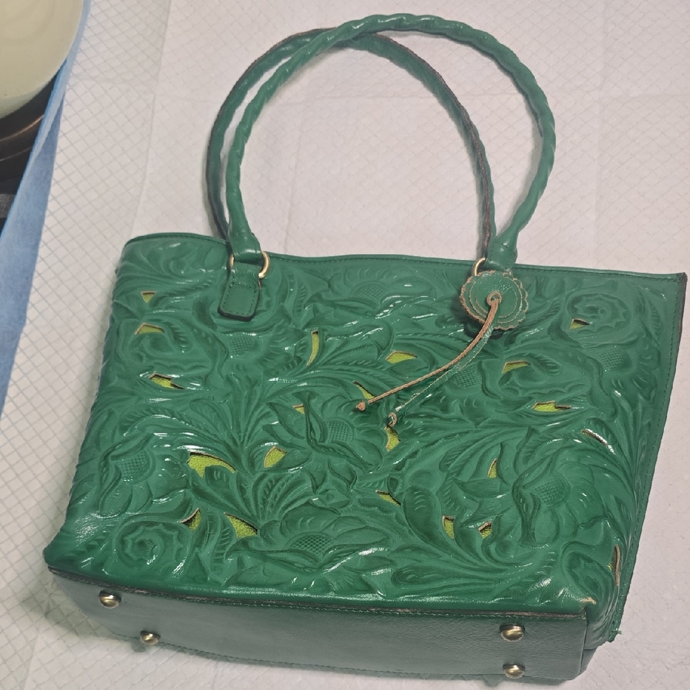 Patricia Nash Green Embossed Tote